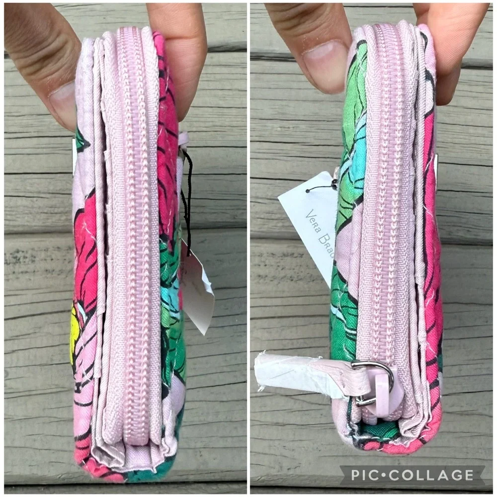NWT Vera Bradley Vintage Floral Iconic RFID Turnlock Cotton Wallet